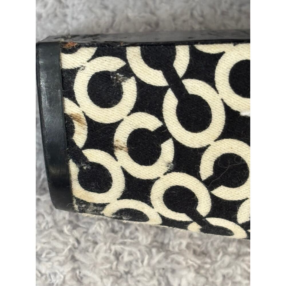Coach Corey Black & White Signature Print Peep Toe Heels Size 10 AS IS #38 - Picture 9 of 10